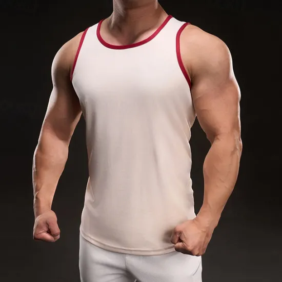 New OUKU Men's Tank Top Vest Top Undershirt Sleeveless Shirt Sleeveless Crewneck Spring Color Block Fashion Designer Vacation Street Going out Black White Yellow Top Tee for Men