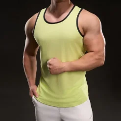 New OUKU Men's Tank Top Vest Top Undershirt Sleeveless Shirt Sleeveless Crewneck Spring Color Block Fashion Designer Vacation Street Going out Black White Yellow Top Tee for Men
