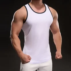 New OUKU Men's Tank Top Vest Top Undershirt Sleeveless Shirt Sleeveless Crewneck Spring Color Block Fashion Designer Vacation Street Going out Black White Yellow Top Tee for Men