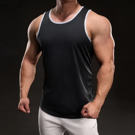 New OUKU Men's Tank Top Vest Top Undershirt Sleeveless Shirt Sleeveless Crewneck Spring Color Block Fashion Designer Vacation Street Going out Black White Yellow Top Tee for Men