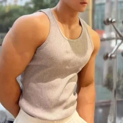 OUKU Men's Tank Top Vest Top Undershirt Sleeveless Shirt Sleeveless U Neck Spring & Summer Plain Fashion Designer Vacation Street Going out Black White Gray Top Tee for Men