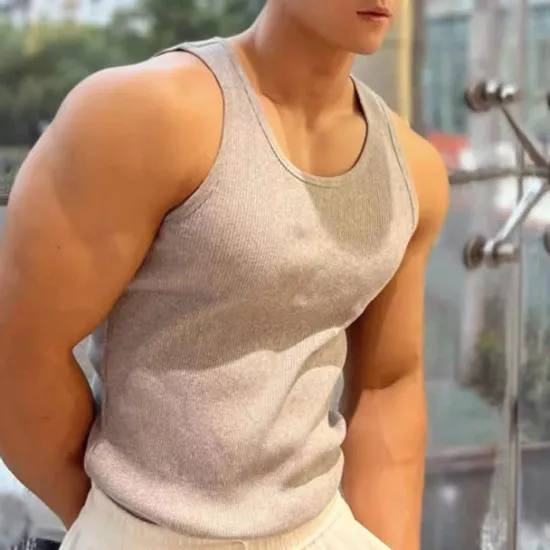 OUKU Men's Tank Top Vest Top Undershirt Sleeveless Shirt Sleeveless U Neck Spring & Summer Plain Fashion Designer Vacation Street Going out Black White Gray Top Tee for Men