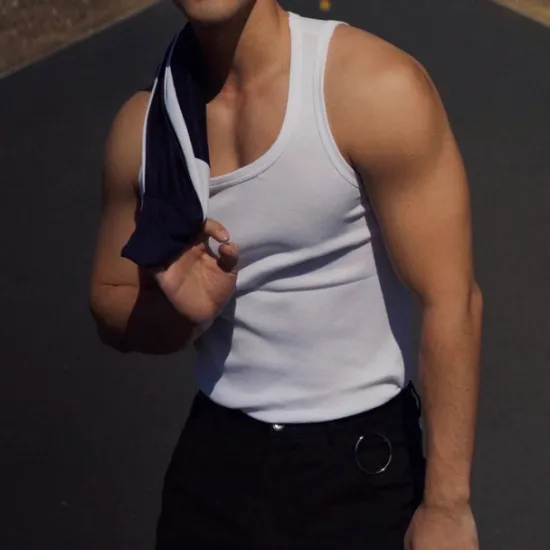OUKU Men's Tank Top Vest Top Undershirt Sleeveless Shirt Sleeveless U Neck Spring & Summer Plain Fashion Designer Vacation Street Going out Black White Gray Top Tee for Men