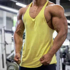 Discount OUKU Men's Tank Top Vest Top Undershirt Sleeveless Shirt Sleeveless Deep U Summer Plain Fashion Designer Basic Vacation Street Going out Black White Yellow Top Tee for Men