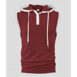 OUKU Men's Tank Top Vest Top Undershirt Sleeveless Shirt Sleeveless Hooded Summer Color Block Fashion Designer Basic Patchwork Vacation Street Going out Black White Red Top Tee for Men