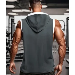 OUKU Men's Tank Top Vest Top Undershirt Sleeveless Shirt Sleeveless Hooded Summer Color Block Fashion Designer Basic Patchwork Vacation Street Going out Black White Red Top Tee for Men