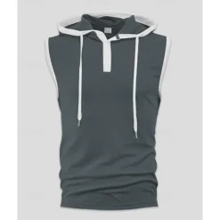 OUKU Men's Tank Top Vest Top Undershirt Sleeveless Shirt Sleeveless Hooded Summer Color Block Fashion Designer Basic Patchwork Vacation Street Going out Black White Red Top Tee for Men