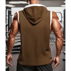 OUKU Men's Tank Top Vest Top Undershirt Sleeveless Shirt Sleeveless Hooded Summer Color Block Fashion Designer Basic Patchwork Vacation Street Going out Black White Red Top Tee for Men