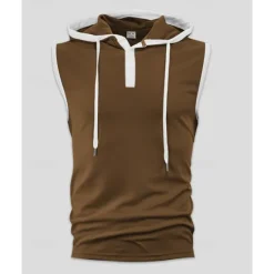OUKU Men's Tank Top Vest Top Undershirt Sleeveless Shirt Sleeveless Hooded Summer Color Block Fashion Designer Basic Patchwork Vacation Street Going out Black White Red Top Tee for Men