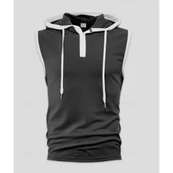 OUKU Men's Tank Top Vest Top Undershirt Sleeveless Shirt Sleeveless Hooded Summer Color Block Fashion Designer Basic Patchwork Vacation Street Going out Black White Red Top Tee for Men