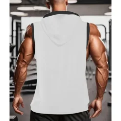 OUKU Men's Tank Top Vest Top Undershirt Sleeveless Shirt Sleeveless Hooded Summer Color Block Fashion Designer Basic Patchwork Vacation Street Going out Black White Red Top Tee for Men