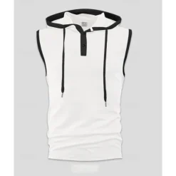 OUKU Men's Tank Top Vest Top Undershirt Sleeveless Shirt Sleeveless Hooded Summer Color Block Fashion Designer Basic Patchwork Vacation Street Going out Black White Red Top Tee for Men