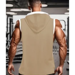 OUKU Men's Tank Top Vest Top Undershirt Sleeveless Shirt Sleeveless Hooded Summer Color Block Fashion Designer Basic Patchwork Vacation Street Going out Black White Red Top Tee for Men