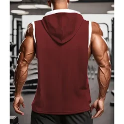 OUKU Men's Tank Top Vest Top Undershirt Sleeveless Shirt Sleeveless Hooded Summer Color Block Fashion Designer Basic Patchwork Vacation Street Going out Black White Red Top Tee for Men