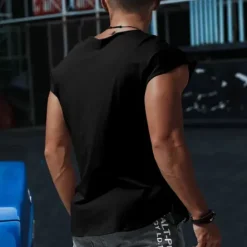 Sale OUKU Men's Tank Top Vest Top Undershirt Sleeveless Shirt Sleeveless Crew Neck Summer Plain Fashion Designer Muscle Outdoor Athleisure Gym Top Tee for Men Black