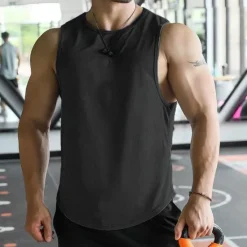Best OUKU Men's Tank Top Vest Top Undershirt Sleeveless Shirt Sleeveless Round Spring & Summer Plain Fashion Designer Basic Vacation Street Going out Black White Navy Blue Top Tee for Men