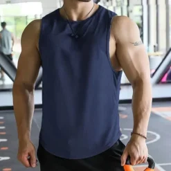Best OUKU Men's Tank Top Vest Top Undershirt Sleeveless Shirt Sleeveless Round Spring & Summer Plain Fashion Designer Basic Vacation Street Going out Black White Navy Blue Top Tee for Men