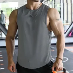 Best OUKU Men's Tank Top Vest Top Undershirt Sleeveless Shirt Sleeveless Round Spring & Summer Plain Fashion Designer Basic Vacation Street Going out Black White Navy Blue Top Tee for Men