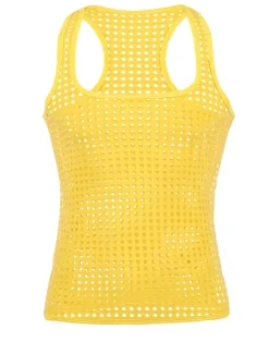 Online OUKU Men's Tank Top Vest Top Undershirt Sleeveless Shirt Round Neck Solid Colored Mesh Gym Black White Yellow Top Tee for Men