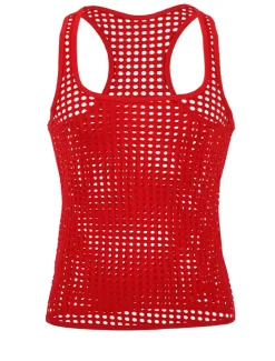 Online OUKU Men's Tank Top Vest Top Undershirt Sleeveless Shirt Round Neck Solid Colored Mesh Gym Black White Yellow Top Tee for Men