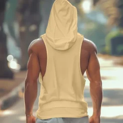 Best OUKU Men's Tank Top Vest Top Undershirt Sleeveless Shirt Sleeveless Hooded Summer Plain Fashion Designer Muscle Front Pocket Outdoor Going out Gym Black White Yellow Top Tee for Men
