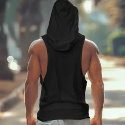 Best OUKU Men's Tank Top Vest Top Undershirt Sleeveless Shirt Sleeveless Hooded Summer Plain Fashion Designer Muscle Front Pocket Outdoor Going out Gym Black White Yellow Top Tee for Men
