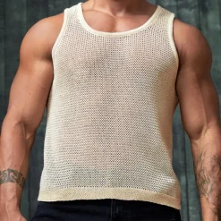 Sale OUKU Men's Tank Top Vest Top Undershirt Sleeveless Shirt Sleeveless Crewneck Summer Plain Fashion Daily Sport Knit Vacation Sports & Outdoor Going out Top Tee for Men White