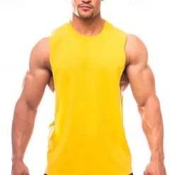 Clearance OUKU Men's Tank Top Vest Top Undershirt Sleeveless Shirt Sleeveless Crew Neck Spring & Summer Plain Fashion Designer Basic Vacation Street Going out Black White Yellow Top Tee for Men