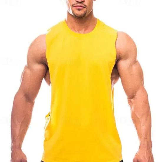Clearance OUKU Men's Tank Top Vest Top Undershirt Sleeveless Shirt Sleeveless Crew Neck Spring & Summer Plain Fashion Designer Basic Vacation Street Going out Black White Yellow Top Tee for Men