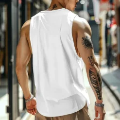 Hot OUKU Men's Tank Top Vest Top Undershirt Sleeveless Shirt Sleeveless Crew Neck Summer Plain Fashion Designer Muscle Pocket Outdoor Going out Gym White Blue Gray Top Tee for Men