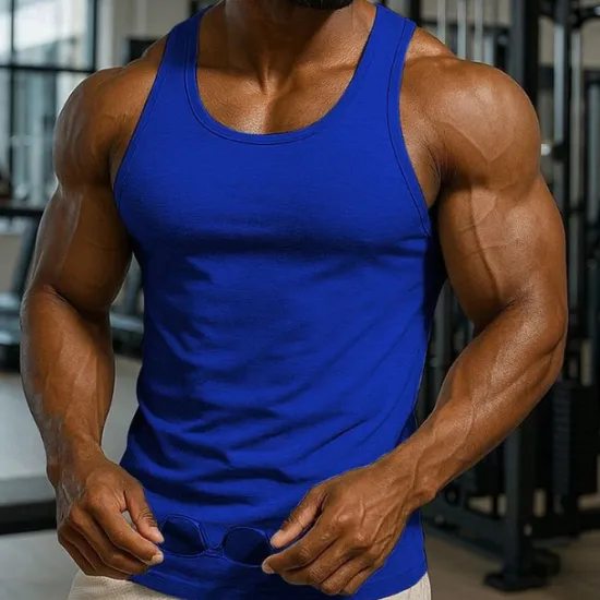 Discount OUKU Men's Tank Top Vest Top Undershirt Sleeveless Shirt Sleeveless Crewneck Spring & Summer Plain Pattern Fashion Designer Vacation Street Going out Black White Royal Blue Top Tee for Men