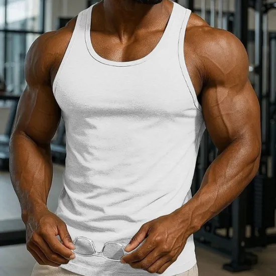 Discount OUKU Men's Tank Top Vest Top Undershirt Sleeveless Shirt Sleeveless Crewneck Spring & Summer Plain Pattern Fashion Designer Vacation Street Going out Black White Royal Blue Top Tee for Men