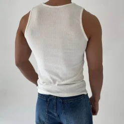 Discount OUKU Men's Tank Top Vest Top Undershirt Sleeveless Shirt Sleeveless Crew Neck Summer Plain Pit Strip Fashion Designer Basic Vacation Street Going out Black White Top Tee for Men