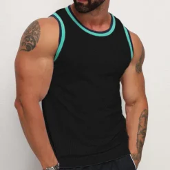 Hot OUKU Men's Tank Top Vest Top Undershirt Sleeveless Shirt Sleeveless Crewneck Summer Color Block Fashion Daily Sport Mesh Vacation Sports & Outdoor Going out Black White Gray Top Tee for Men