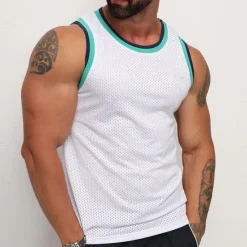 Hot OUKU Men's Tank Top Vest Top Undershirt Sleeveless Shirt Sleeveless Crewneck Summer Color Block Fashion Daily Sport Mesh Vacation Sports & Outdoor Going out Black White Gray Top Tee for Men