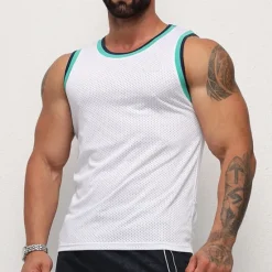 Hot OUKU Men's Tank Top Vest Top Undershirt Sleeveless Shirt Sleeveless Crewneck Summer Color Block Fashion Daily Sport Mesh Vacation Sports & Outdoor Going out Black White Gray Top Tee for Men