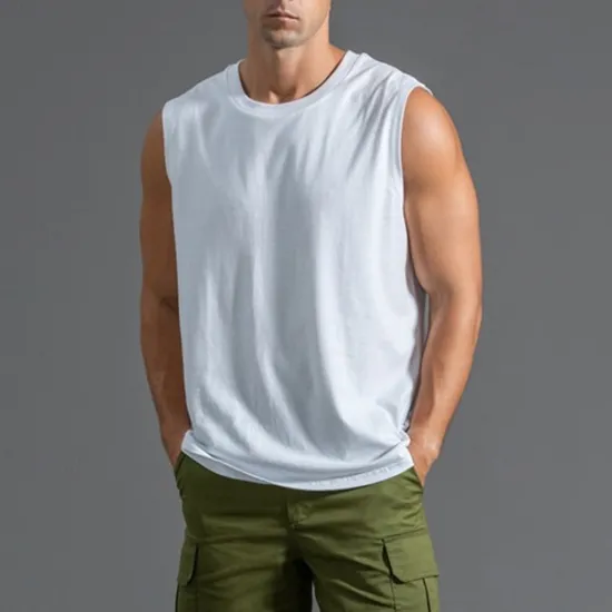 Best OUKU Men's Tank Top Vest Top Undershirt Sleeveless Shirt Sleeveless Crew Neck Summer Plain Fashion Designer Basic Classic Vacation Street Going out Black White Light Green Top Tee for Men