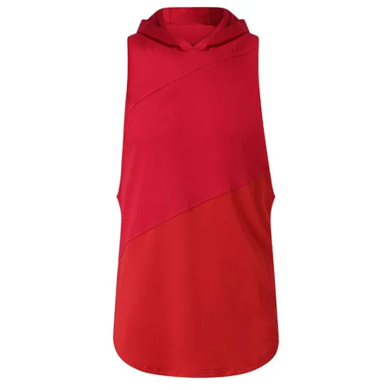 Best OUKU Men's Tank Top Vest Top Undershirt Sleeveless Hoodie Sleeveless Hooded Summer Patchwork Stylish Casual Muscle Vacation Athleisure Going out Black White Red Top Tee for Men