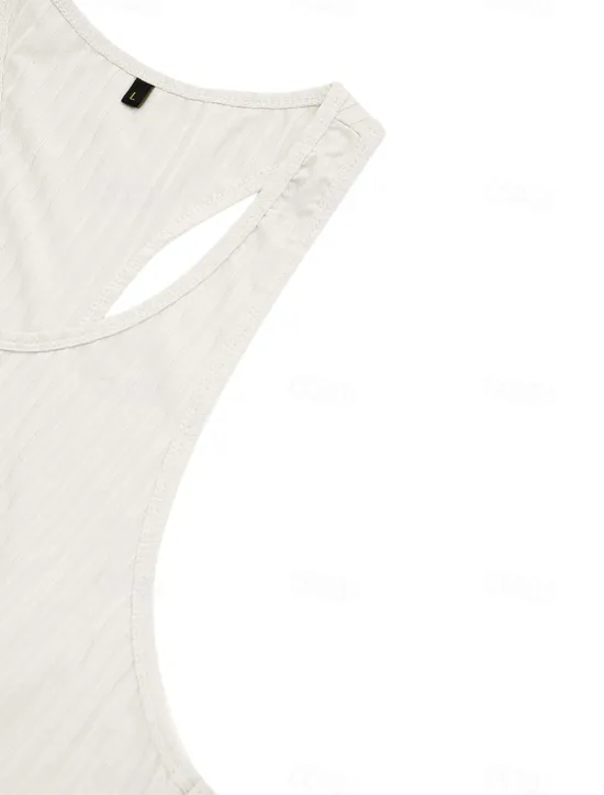Hot OUKU Men's Tank Top Vest Top Undershirt Sleeveless Shirt Sleeveless Crew Neck Summer Plain Pit Strip Fashion Designer Muscle Outdoor Going out Gym Black White Khaki Top Tee for Men