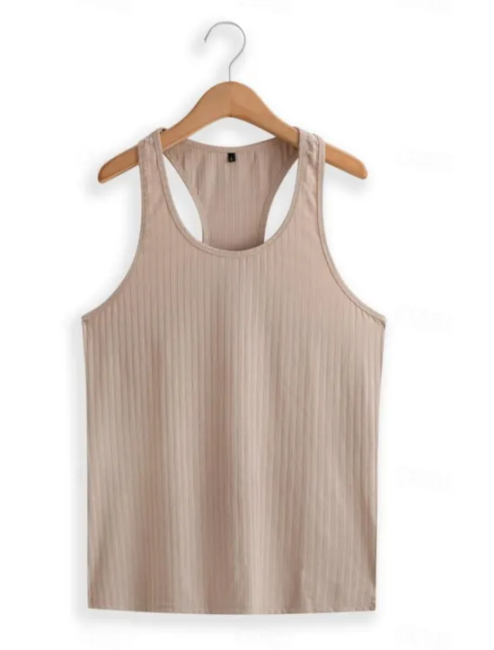 Hot OUKU Men's Tank Top Vest Top Undershirt Sleeveless Shirt Sleeveless Crew Neck Summer Plain Pit Strip Fashion Designer Muscle Outdoor Going out Gym Black White Khaki Top Tee for Men