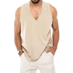 Outlet OUKU Men's Tank Top Vest Top Undershirt Sleeveless Shirt Sleeveless Crew Neck Summer Plain Fashion Designer Muscle Outdoor Going out Gym Black White Blue Top Tee for Men