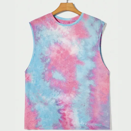 Clearance OUKU Men's Tank Top Vest Top Undershirt Sleeveless Shirt Sleeveless Crewneck Summer Tie Dyed Fashion Daily Sport Print Vacation Sports & Outdoor Going out Yellow Pink Blue Top Tee for Men