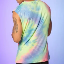 Clearance OUKU Men's Tank Top Vest Top Undershirt Sleeveless Shirt Sleeveless Crewneck Summer Tie Dyed Fashion Daily Sport Print Vacation Sports & Outdoor Going out Yellow Pink Blue Top Tee for Men