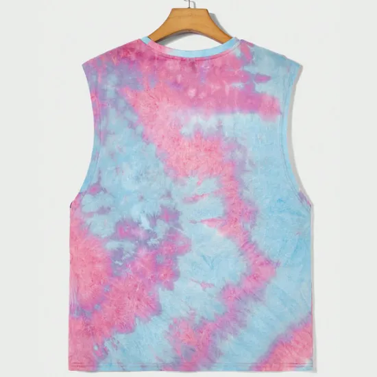 Clearance OUKU Men's Tank Top Vest Top Undershirt Sleeveless Shirt Sleeveless Crewneck Summer Tie Dyed Fashion Daily Sport Print Vacation Sports & Outdoor Going out Yellow Pink Blue Top Tee for Men