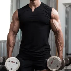 Online OUKU Men's Tank Top Vest Top Undershirt Sleeveless V Neck Summer Plain Fashion Muscle Workout Vacation Sport Daily Black White Wine Top Tee for Men