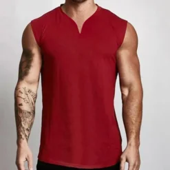 Online OUKU Men's Tank Top Vest Top Undershirt Sleeveless V Neck Summer Plain Fashion Muscle Workout Vacation Sport Daily Black White Wine Top Tee for Men