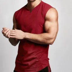 Online OUKU Men's Tank Top Vest Top Undershirt Sleeveless V Neck Summer Plain Fashion Muscle Workout Vacation Sport Daily Black White Wine Top Tee for Men