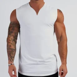 Online OUKU Men's Tank Top Vest Top Undershirt Sleeveless V Neck Summer Plain Fashion Muscle Workout Vacation Sport Daily Black White Wine Top Tee for Men