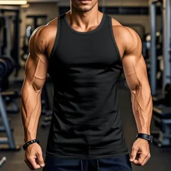 Best OUKU Men's Tank Top Vest Top Undershirt Sleeveless Shirt Sleeveless Crew Neck Summer Plain Fashion Designer Basic Classic Vacation Street Going out Black White Top Tee for Men