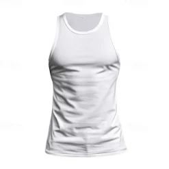 Best OUKU Men's Tank Top Vest Top Undershirt Sleeveless Shirt Sleeveless Crew Neck Summer Plain Fashion Designer Basic Classic Vacation Street Going out Black White Top Tee for Men